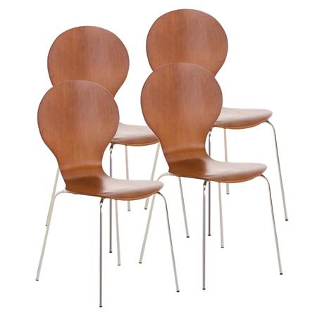4er Set Besucherstuhl CARVALLO, Metallgestell, stapelbar, Farbe Kirschbaumholz