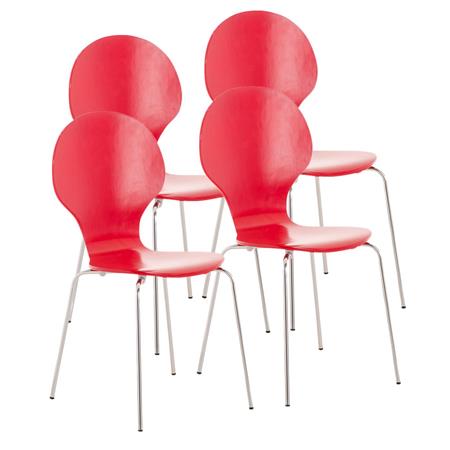 Im 4er-Set: Besucherstuhl CARVALLO, Metallgestell, stapelbar, Farbe Rot
