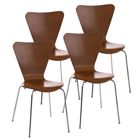 Im 4er-Set: Besucherstuhl HERCULES, Metallgestell, stapelbar, Farbe Nussbaum