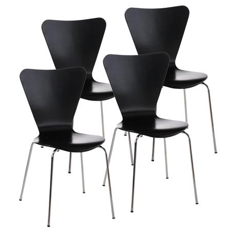 Im 4er-Set: Besucherstuhl HERCULES, Metallgestell, stapelbar, Farbe Schwarz