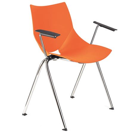 Besucherstuhl AMIR MIT ARMLEHNEN, bequem und praktisch, stapelbar, Farbe Orange