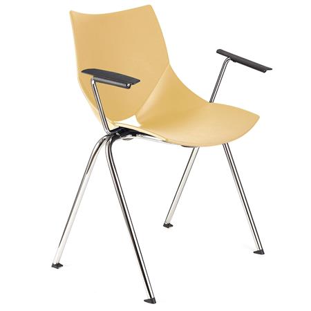 Besucherstuhl AMIR MIT ARMLEHNEN, bequem und praktisch, stapelbar, Farbe Beige