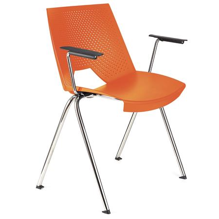Besucherstuhl ENZO MIT ARMLEHNEN, bequem,  praktisch und stapelbar, Farbe Orange