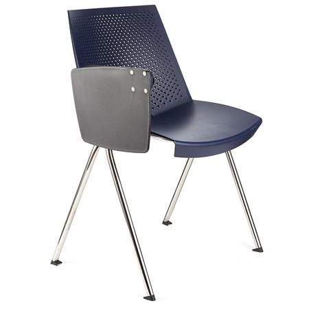 Besucherstuhl ENZO MIT SCHREIBBRETT, bequem, praktisch und stapelbar, Farbe Blau