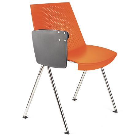 Besucherstuhl ENZO MIT SCHREIBBRETT, bequem, praktisch und stapelbar, Farbe Orange