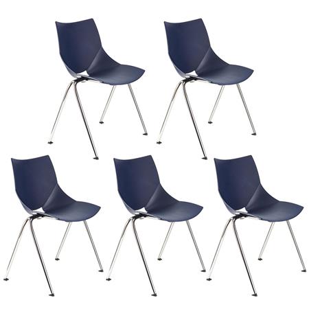 Im 5er-Set: Besucherstuhl AMIR, bequem und praktisch, stapelbar, Farbe Blau