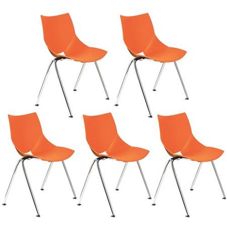 Im 5er-Set: Besucherstuhl AMIR, bequem und praktisch, stapelbar, Farbe Orange