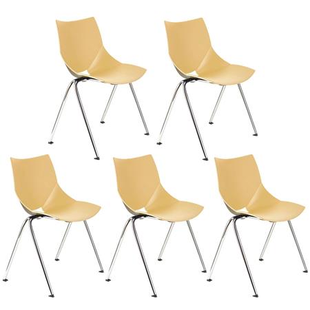 Im 5er-Set: Besucherstuhl AMIR, bequem und praktisch, stapelbar, Farbe Beige