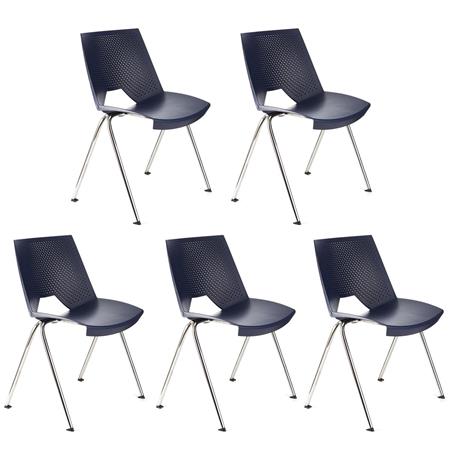 Im 5er-Set: Besucherstuhl ENZO, bequem, praktisch und stapelbar, Farbe Blau