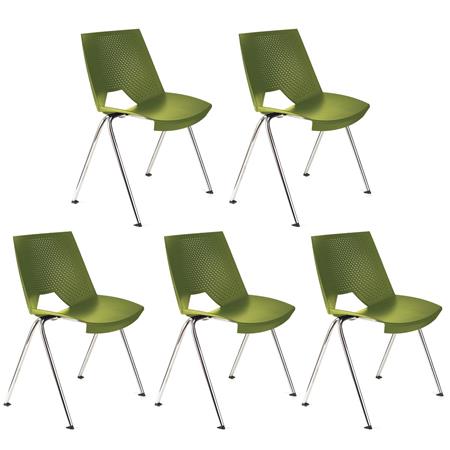 Im 5er-Set: Besucherstuhl ENZO, bequem, praktisch und stapelbar, Farbe Grün