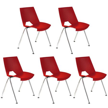 Im 5er-Set: Besucherstuhl ENZO, bequem, praktisch und stapelbar, Farbe Rot