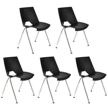 Im 5er-Set: Besucherstuhl ENZO, bequem, praktisch und stapelbar, Farbe Schwarz