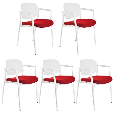 Im 5er-Set: Besucherstuhl ERIC, bequem und praktisch, stapelbar, Rot
