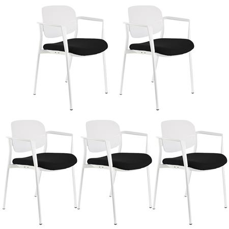 Im 5er-Set: Besucherstuhl ERIC, bequem und praktisch, stapelbar, Schwarz