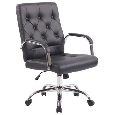 Schreibtischstuhl NESSI LEDER, Metallgestell, Farbe Schwarz