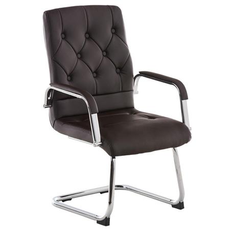 Konferenzstuhl NESSI LEDER V, Metallgestell, Farbe Dunkelbraun