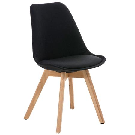 Besucherstuhl BOSPORUS, Stuhlbeine aus hellem Holz, Sitz und Rückenlehne mit Stoffbezug, Farbe Schwarz