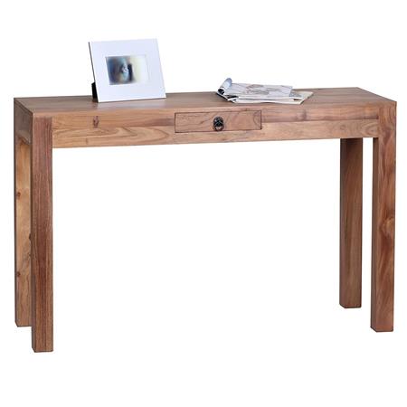 Schreibtisch JOHAN, im rustikalen Stil, handgemacht, Abmessungen 120 x 40 x 76 cm, Akazienholz, Buchenfarben