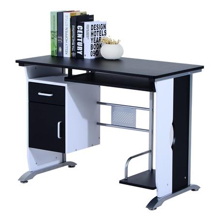 Computertisch SIAM, mit CPU-Halter und Schubladen, 100 x 52 x 75 cm, aus Holz, Farbe Schwarz