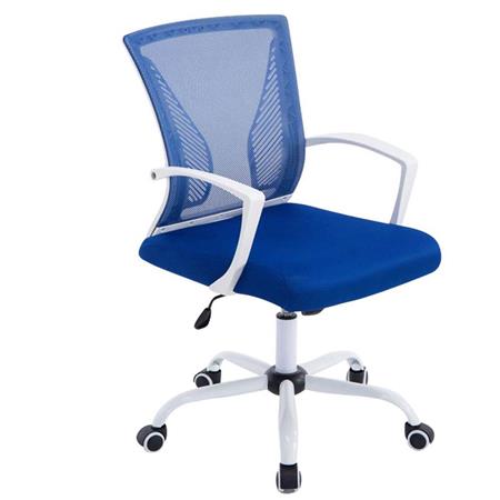 Bürostuhl CUBA WHITE, Metallgestell, atmungsaktiver Netzbezug, Farbe Blau
