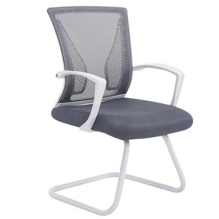 Besucherstuhl CUBA WHITE V, Metallgestell, atmungsaktiver Netzbezug, Farbe Grau