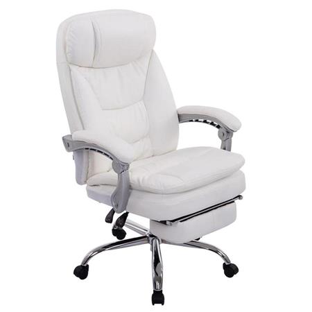 Bürosessel AUSTIN LEDER, neigbar, ausziehbare Fußstütze, Leder, Farbe Weiß