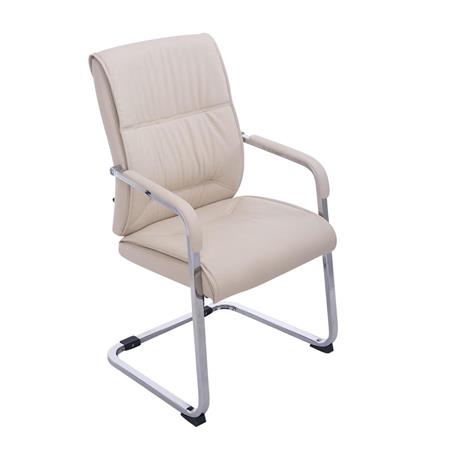 Besucherstuhl MAEL, Metallgestell, dicke Polsterung, Lederbezug, Farbe Beige