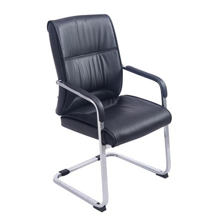 Besucherstuhl MAEL, Metallgestell, dicke Polsterung, Lederbezug, Farbe Schwarz