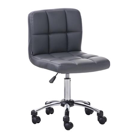 Bürostuhl/-hocker LUKE, dicke Polsterung, Metallgestell, Lederbezug, Farbe Grau