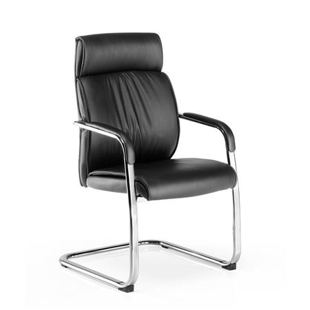 Konferenzstuhl DALI V, Qualität und Design, Chromgestell, Leder, Farbe Schwarz