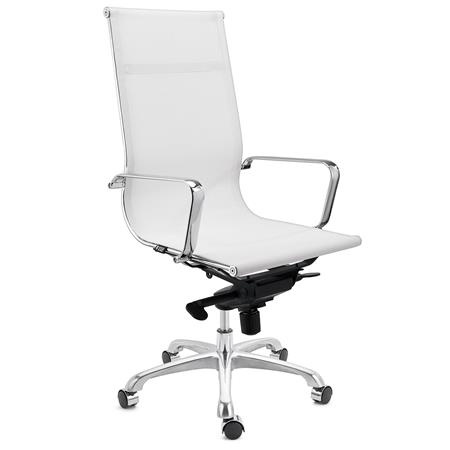 Bürostuhl DOMI, verchromtes Metallgestell, elegantes Design, Netzbezug, Farbe Weiß