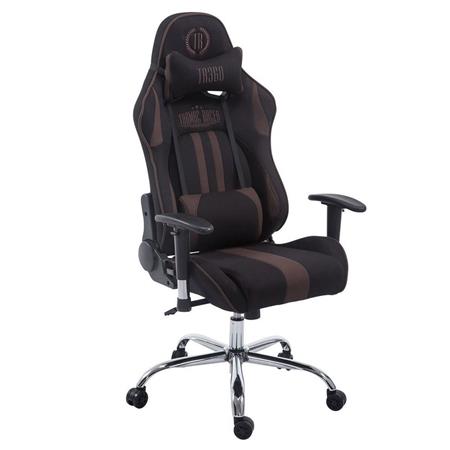 Gamingstuhl LOGAN STOFF, neigbare Rückenlehne, Nacken- & Lordosekissen, Farbe Schwarz/Braun