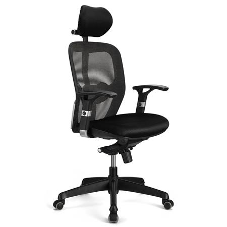 Ergonomischer Bürostuhl FELIX PRO, verstellbare Lordosenstütze, für die 8h-Nutzung, Farbe Schwarz