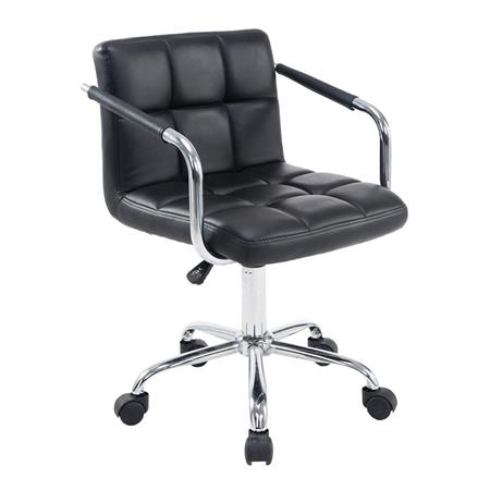 Bürodrehstuhl BETTY, dicke Polsterung, Metallgestell, Lederbezug, Farbe Schwarz