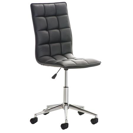 Bürostuhl BULGARI, elegantes Design, höhenverstellbar, Metallfußkreuz, Lederbezug, Farbe Schwarz