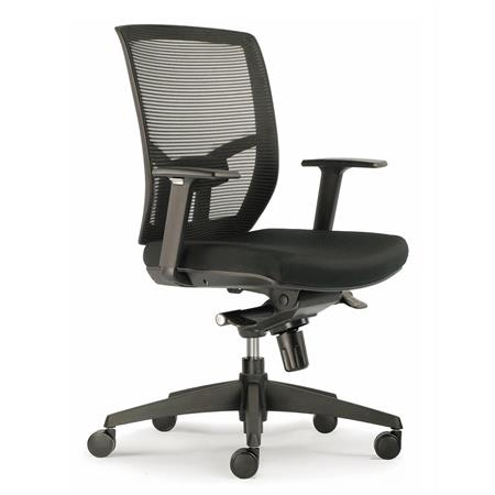 Bürostuhl GILBERT, Lordosenstütze, 8h-Nutzung, Atmungsaktiv, Farbe Schwarz