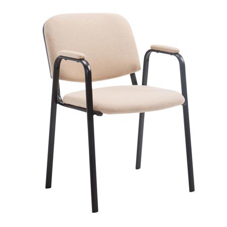 Konferenzstuhl MOBY STOFF mit Armlehnen, bequem und praktisch, schwarzes Gestell, Farbe Beige