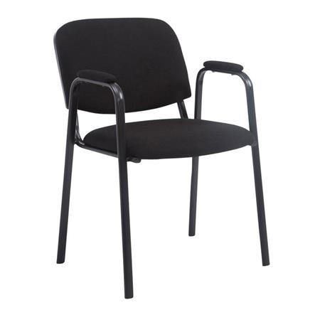 Konferenzstuhl MOBY STOFF mit Armlehnen, bequem und praktisch, schwarzes Gestell, Farbe Schwarz