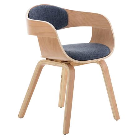 Besucherstuhl BUTAN STOFF, exklusives Design, Holzgestell in Buchenfarben, Farbe Blau