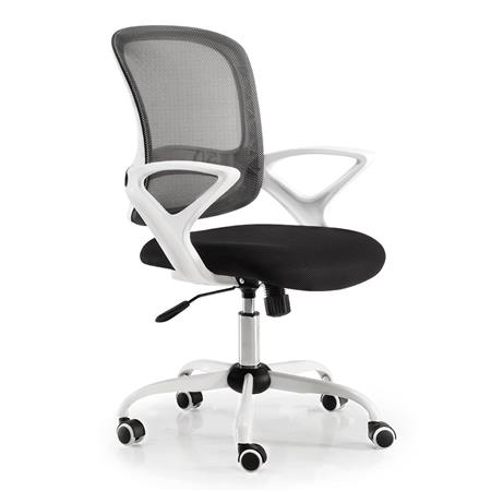 Bürostuhl JACOB, weißes Gestell, modernes Design, Stoffbezug, Farbe Schwarz