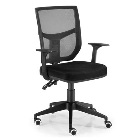 Schreibtischstuhl JADE, verstellbare Rückenlehne, Wippmechanik, Netz- und Stoffbezug, Farbe Schwarz
