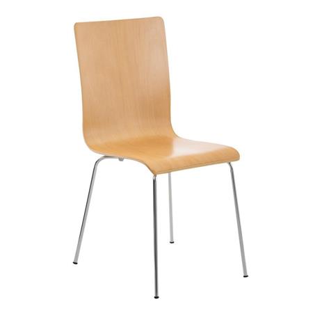 Besucherstuhl PAUL, Stuhlbeine aus Metall, Sitz und Rückenlehne aus Holz, Farbe Buche