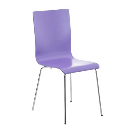 Besucherstuhl PAUL, Stuhlbeine aus Metall, Sitz und Rückenlehne aus Holz, Farbe Lila