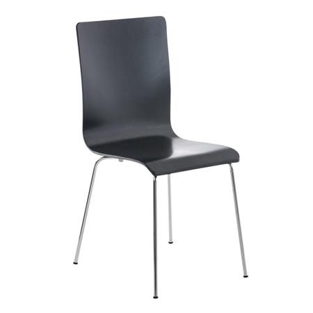 Besucherstuhl PAUL, Stuhlbeine aus Metall, Sitz und Rückenlehne aus Holz, Farbe Schwarz