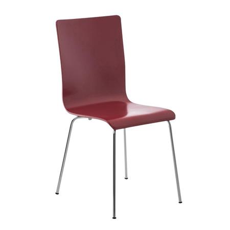 Besucherstuhl PAUL, Stuhlbeine aus Metall, Sitz und Rückenlehne aus Holz, Farbe Rot