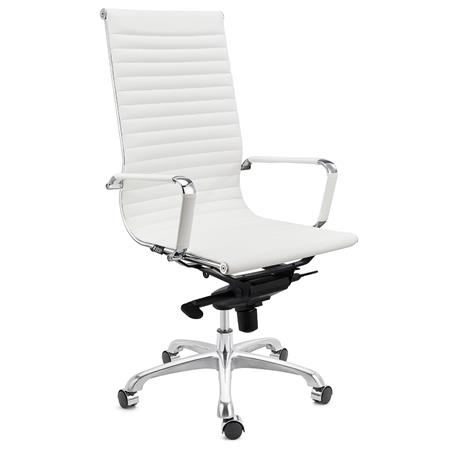 Bürostuhl DORIS, verchromtes Metallgestell, elegante Fertigung in Ökoleder, Farbe Weiß