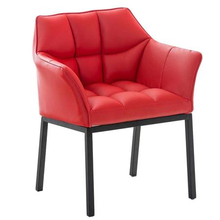 Besucherstuhl OCTAVIUS LEDER, Metallgestell in Schwarz, dicke Polsterung, Farbe Rot