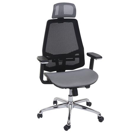 Ergonomischer Bürostuhl BERN, Lordosenstütze, 8h-Nutzung, atmungsaktiver Netzbezug, Farbe Schwarz / Grau