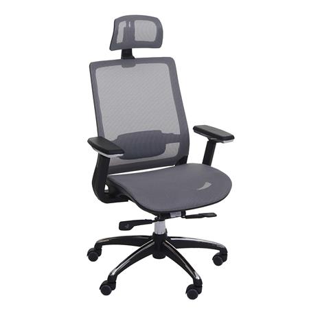 Ergonomischer Bürostuhl UTE, verstellbar, Lordosenstütze, Farbe Grau