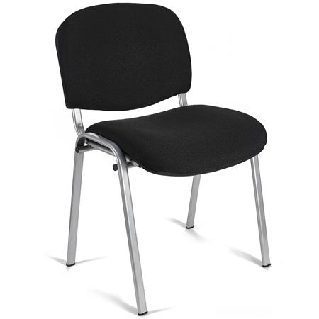 Konferenzstuhl MOBY BASE STOFF mit grauen Stuhlbeinen, bequem und praktisch, stapelbar, Farbe Schwarz